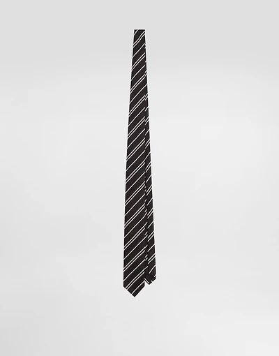 Striped jacquard tie