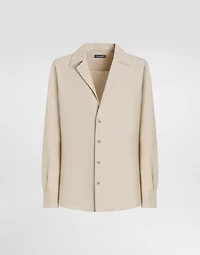 Long-sleeved V-neck shirt linen fabric