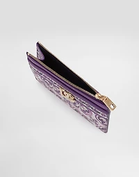 Majolica-print calfskin card holder