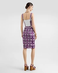 Majolica-print charmeuse bustier top