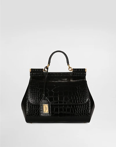 Large Sicily handbag in alligator leather