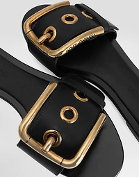 Cowhide flat slippers