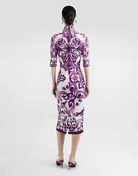Majolica-print charmeuse dress
