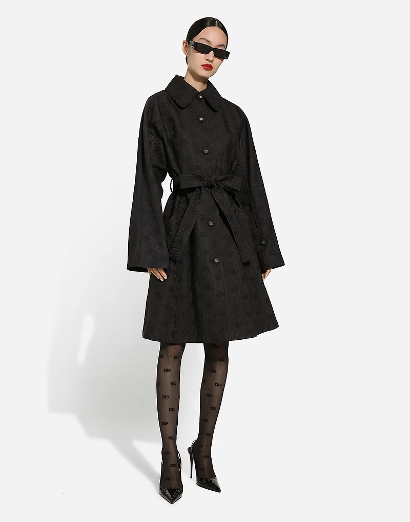 Quilted jacquard trench coat with DG logo