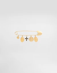 Safety brooch with cross and medals
