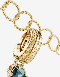 Charm T Lettering 18-carat yellow gold and multicolored gems