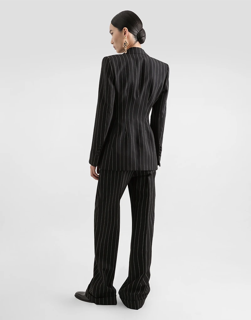 Double-breasted pinstripe wool jacket