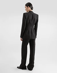 Double-breasted pinstripe wool jacket