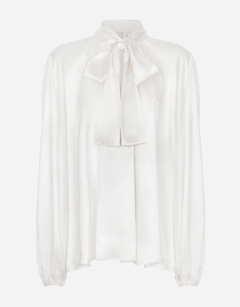 Silk blouse with pussy-bow