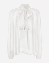 Silk blouse with pussy-bow