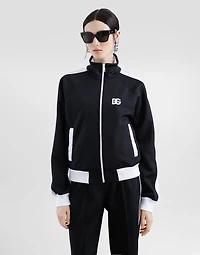 Zip-up triacetate sweatshirt with DG logo embroidery