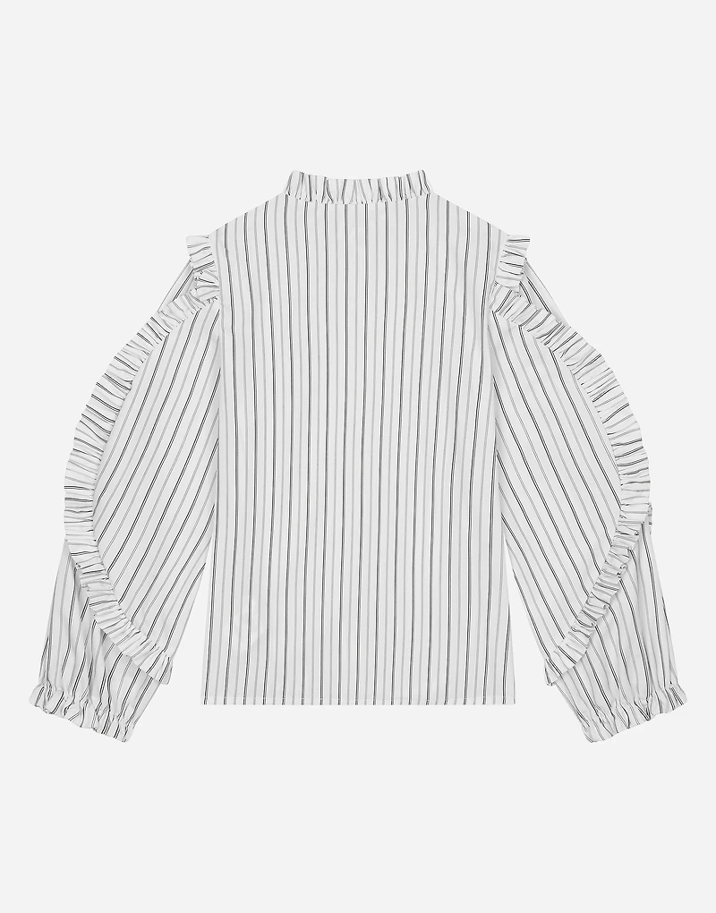 Striped poplin shirt with embroidered Dolce&Gabbana logo