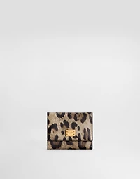 Leopard-print wallet in dauphine calfskin