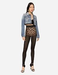 High-waisted charmeuse panties with leopard print