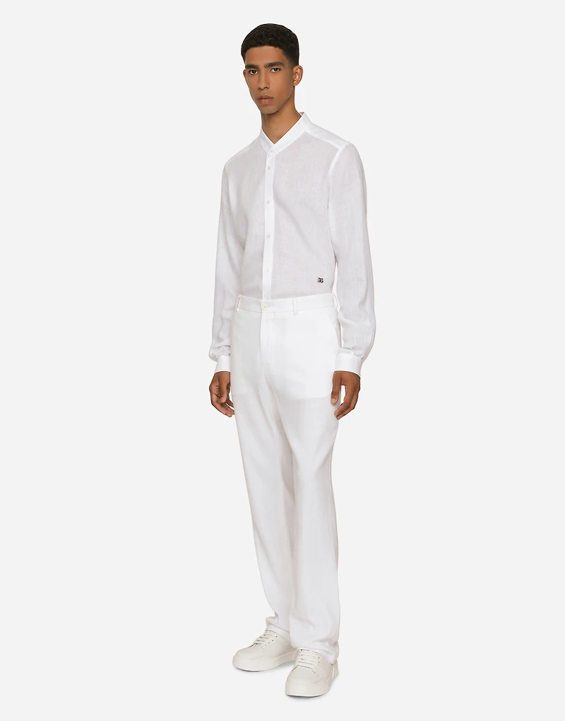 Linen Martini-fit shirt with DG hardware