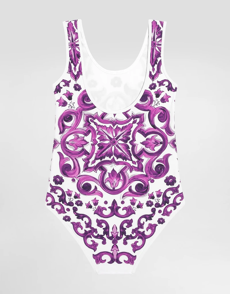 Majolica-print one-piece swimsuit