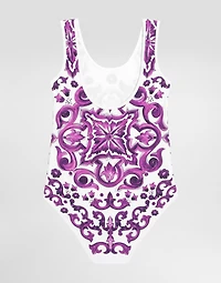 Majolica-print one-piece swimsuit