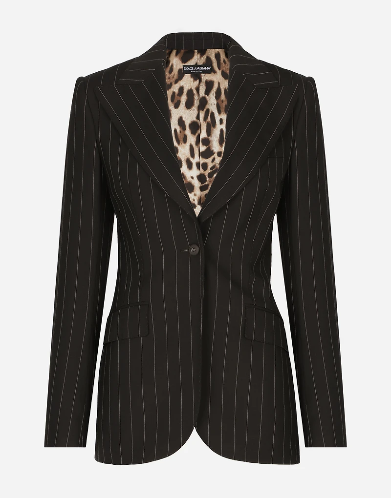 Single-breasted pinstripe wool Turlington jacket