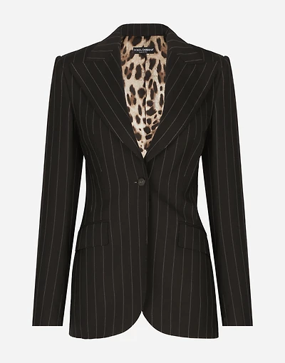 Single-breasted pinstripe wool Turlington jacket