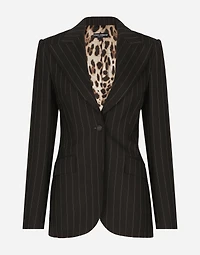 Single-breasted pinstripe wool Turlington jacket