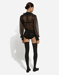 Organza shirt with front and ruffles