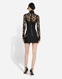 Short skirt with corset belt detail