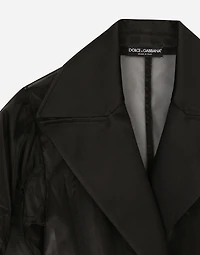 Technical organza trench coat with gathered sleeves