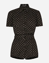 Cotton playsuit with polka-dot print
