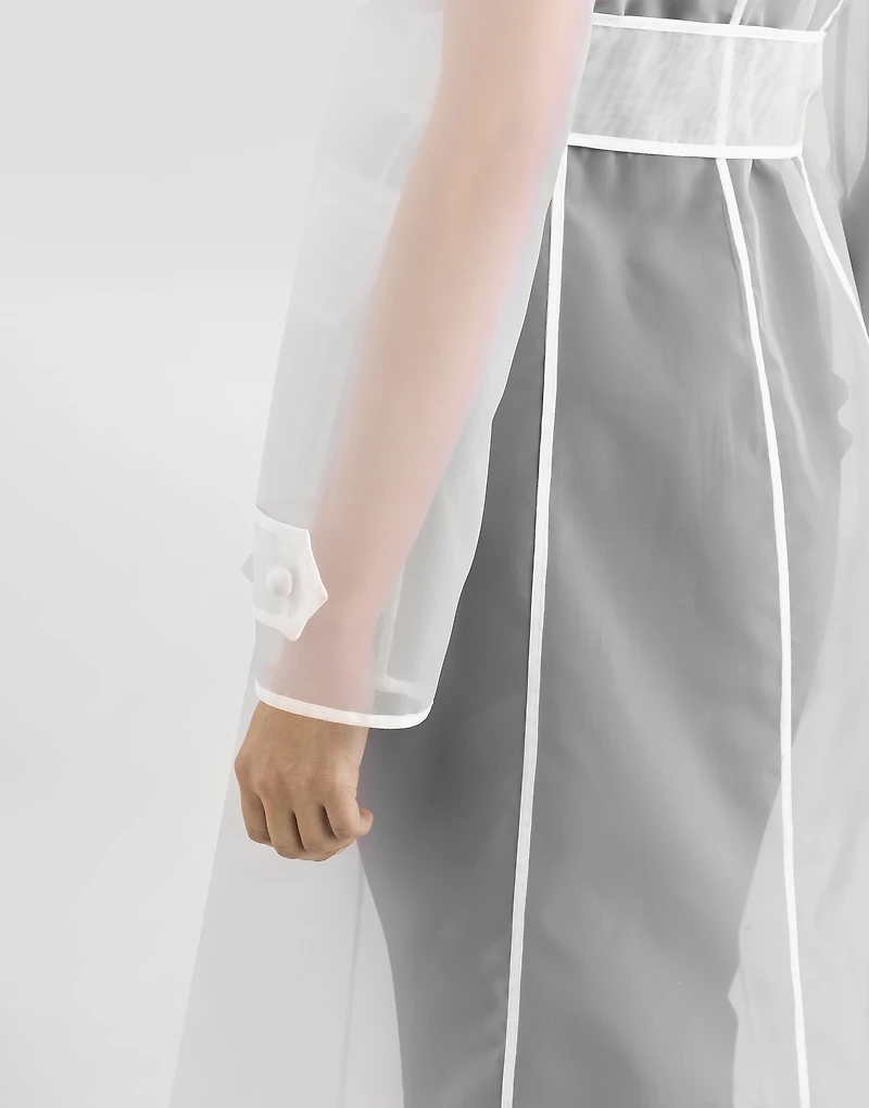 Technical organza trench coat