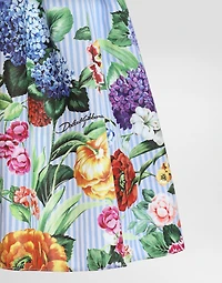 Striped poplin dress with floral print