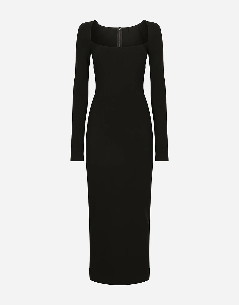 Long-sleeved jersey Milano rib sheath dress: