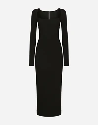 Long-sleeved jersey Milano rib sheath dress:
