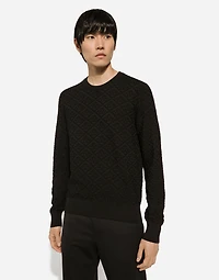 Silk round-neck sweater with all-over DG logo