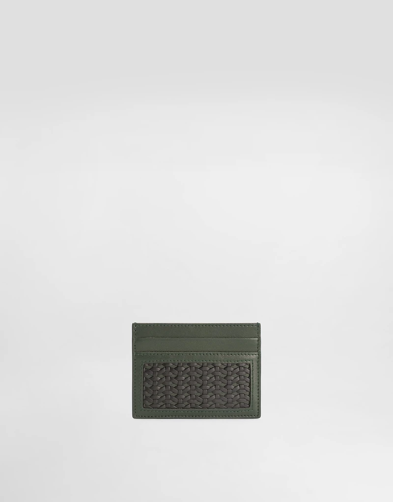 Plongé woven calfskin card holder