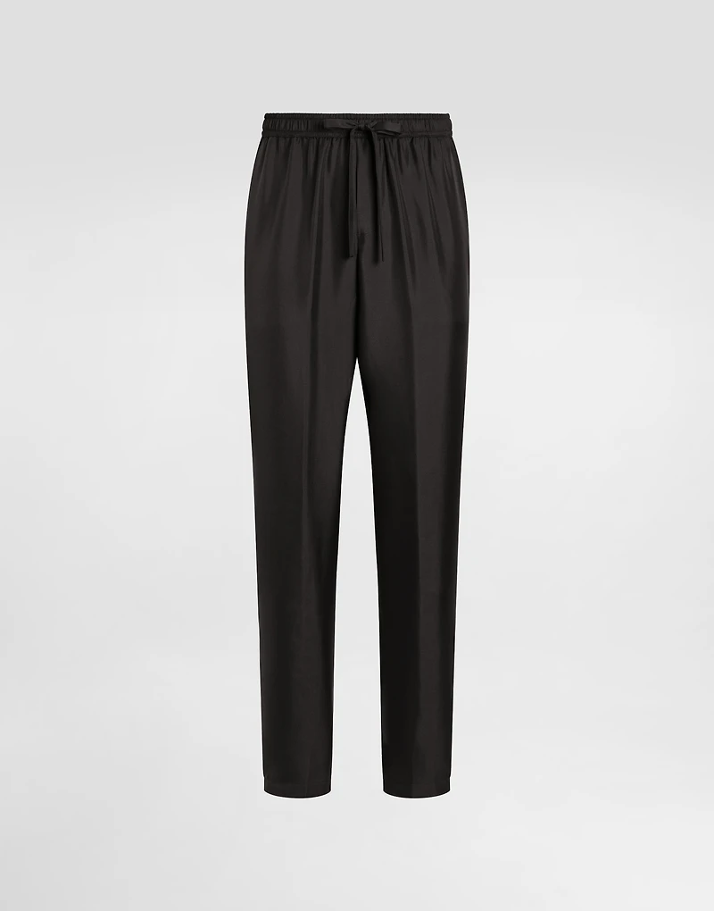 Silk jogging pants with DG embroidered patch