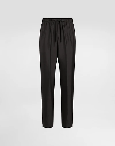 Silk jogging pants with DG embroidered patch