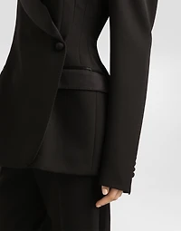 Double-breasted wool gabardine tuxedo jacket