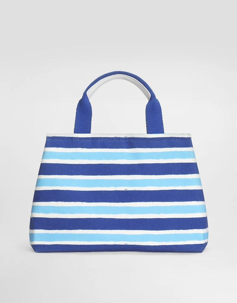Canvas handbag with striped print