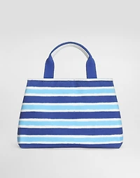 Canvas handbag with striped print