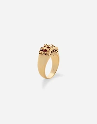 Royal Ring 18-carat yellow gold, jasper, rubies, and blue sapphire