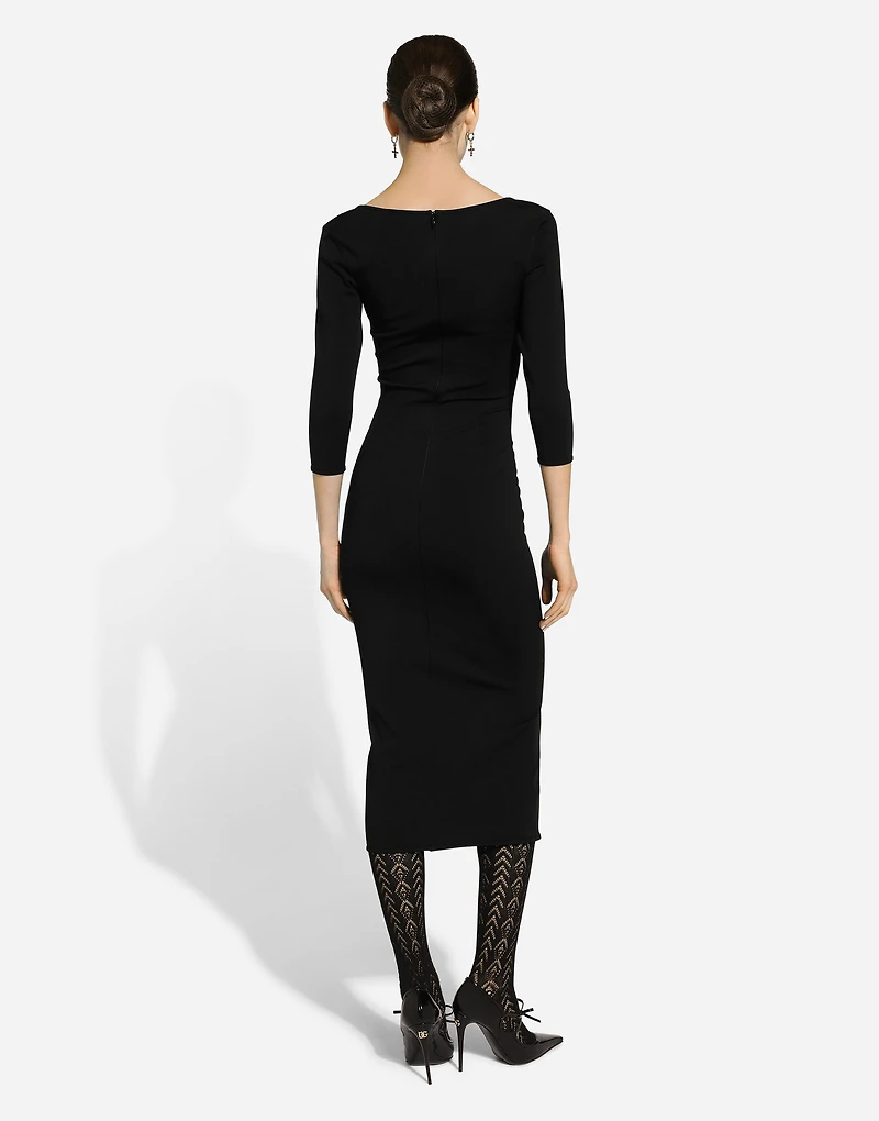 Calf-length viscose knit dress