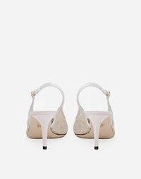 Rainbow lace slingbacks in lurex lace