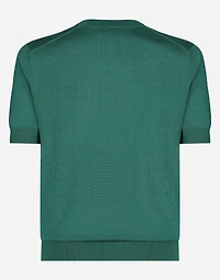 Round-neck silk sweater with Dolce&Gabbana logo