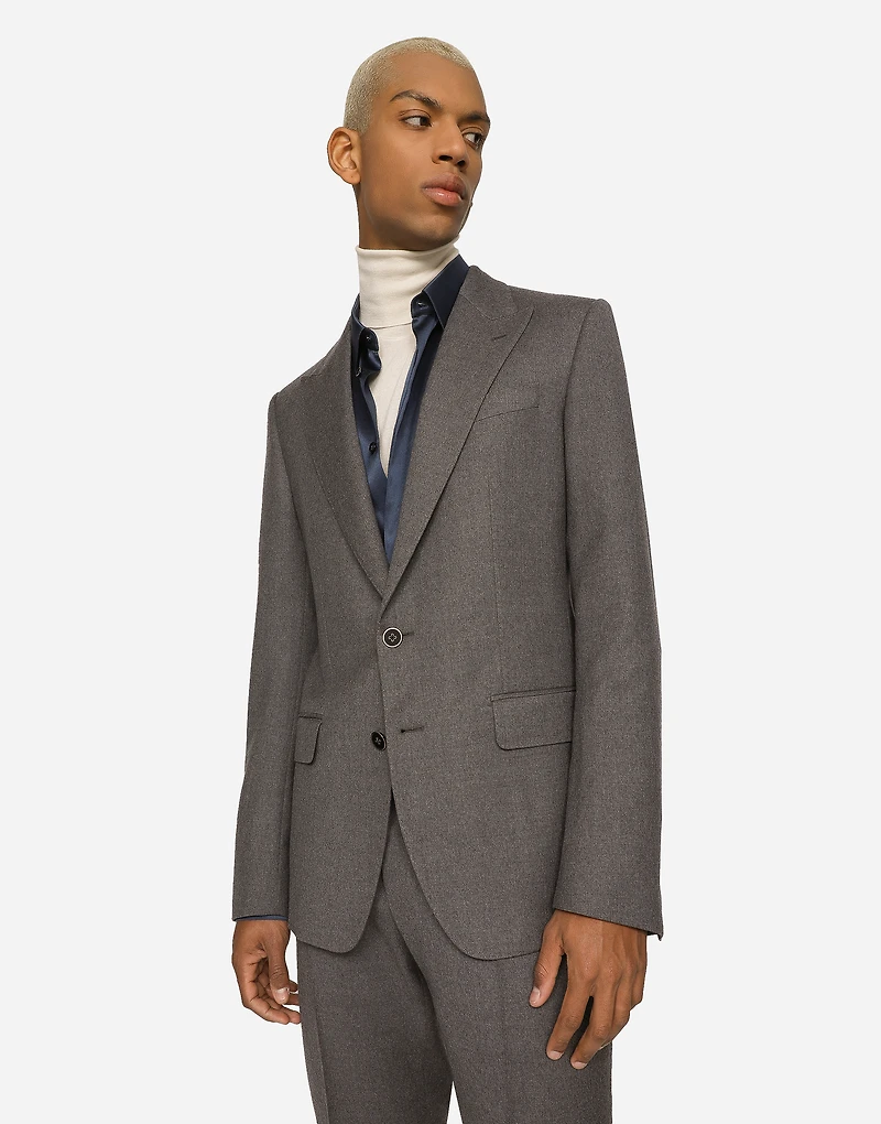 Single-breasted stretch flannel Sicilia-fit jacket