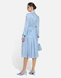 Silk satin jacquard shirt dress with DG logo