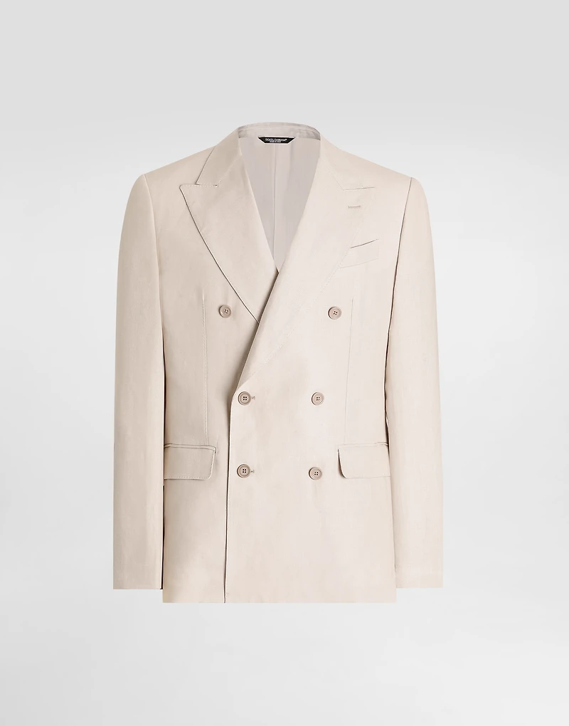 Double-breasted linen fabric jacket