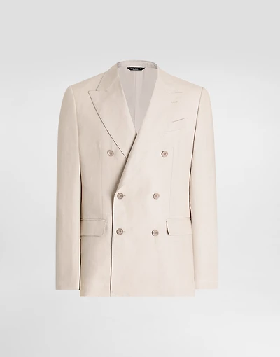 Double-breasted linen fabric jacket