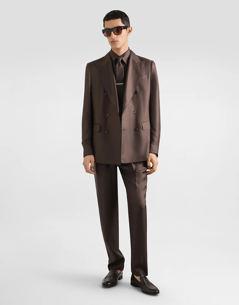Sicilia light double-breasted silk twill jacket