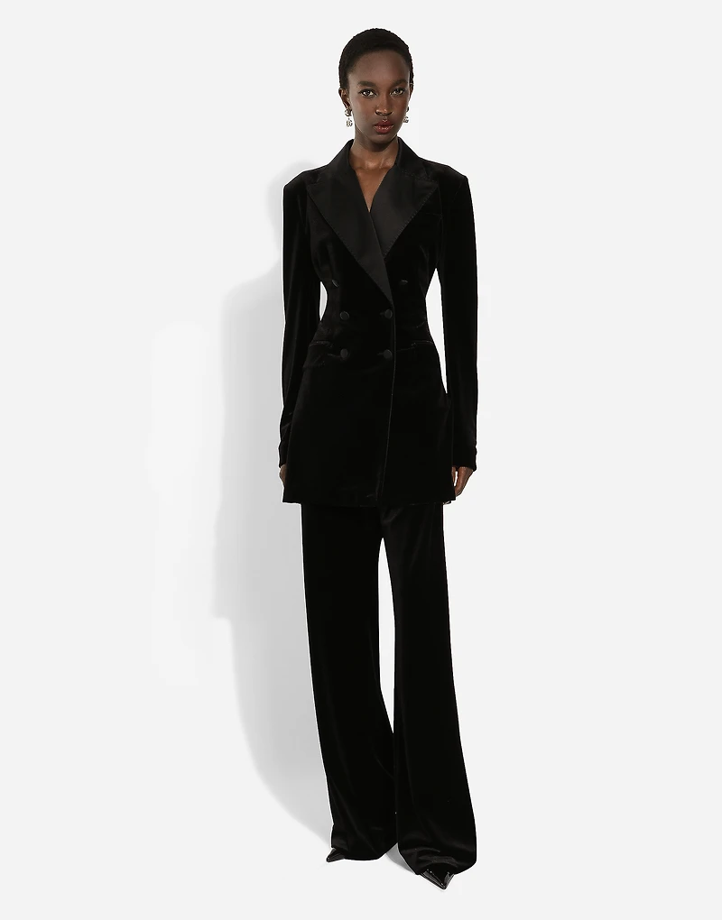 Double-breasted velvet Turlington jacket