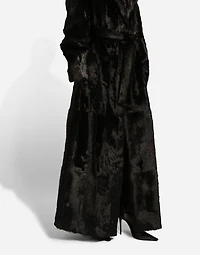 Goatskin coat with belt